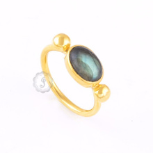 Labradorit Edelstein Gold Ring, 925 Sterling Silber Ring Schmuck